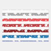 赤白青アメリカ合衆国4th July Stars ストライプ ラッピングペーパーシート (正面3)