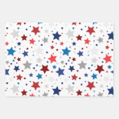 赤白青アメリカ合衆国4th July Stars ストライプ ラッピングペーパーシート (正面2)
