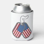 赤白青アメリカ国旗のドッグタグ 缶クーラー (缶正面)