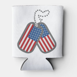 赤白青アメリカ国旗のドッグタグ 缶クーラー
