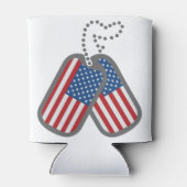 赤白青アメリカ国旗のドッグタグ 缶クーラー (裏面)