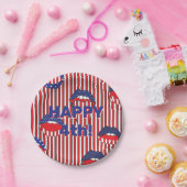 赤白青アメリカ国旗の口 ペーパープレート (パーティー)