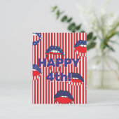 赤白青アメリカ国旗の口 ポストカード (スタンド正面)