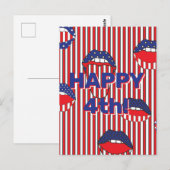 赤白青アメリカ国旗の口 ポストカード (正面/裏面)