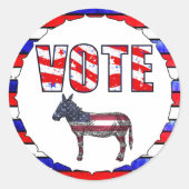 赤白青アメリカ国旗の投票ステッカー ラウンドシール (正面)