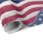 赤白青アメリカ国旗の星の波のパターン ラッピングペーパー (ロールコーナー)