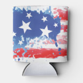 赤白青アメリカ国旗の(ばちゃばちゃ)跳ねる 缶クーラー (正面)
