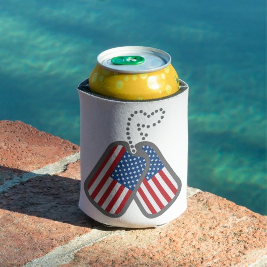 赤白青アメリカ国旗ドッグタグ 缶クーラー (インサイチュ プール)
