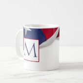 赤白青アメリカ国旗モノグラム コーヒーマグカップ (正面左)