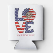 赤白青アメリカ国旗ラブピースヒッピー 缶クーラー (裏面)