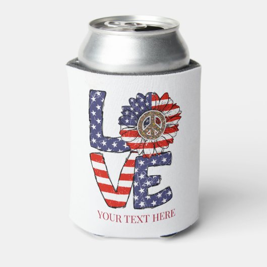 赤白青アメリカ国旗ラブピースヒッピー 缶クーラー (缶裏面)