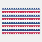 赤白青アメリカ国旗7月4日スター ラッピングペーパーシート (正面3)