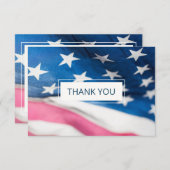 赤白青アメリカ国結婚旗 サンキューカード (正面/裏面)