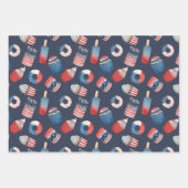 赤白青アメリカUSA 7月4日ピクニックフード ラッピングペーパーシート (正面)