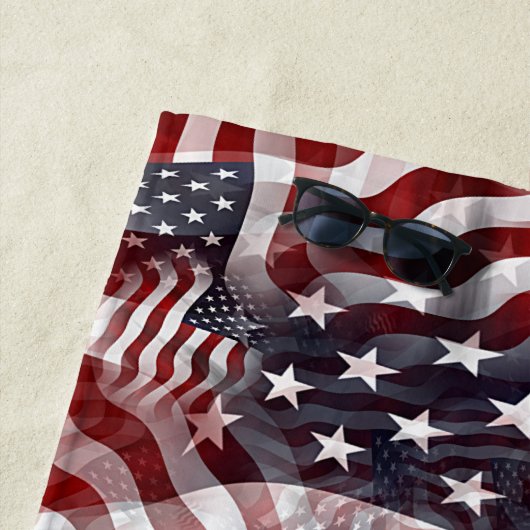 赤白青アメリストライプカ星旗の模様 ビーチタオル (インサイチュ)