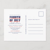 赤白青アンクルサム7月4日パーティー インビテーションポストカード (裏面)