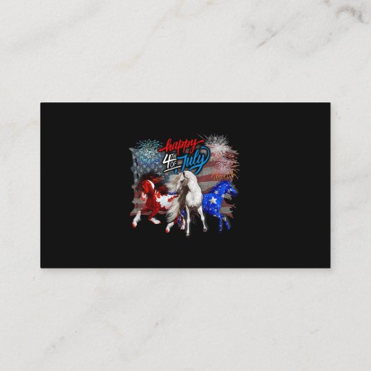 赤白青ウマ4日7月Flagアメリカ花火Pa 名刺 (裏面)