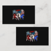 赤白青ウマ4日7月Flagアメリカ花火Pa 名刺 (正面/裏面)