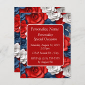 赤白青エレガント愛国的な花園 招待状 (正面/裏面)