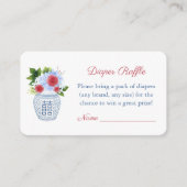 赤白青エレガント赤ちゃんシャワーおむつラッフル エンクロージャーカード (正面)