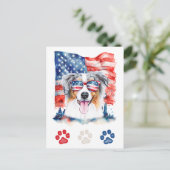 赤白青オーストラリア羊飼い犬7月4日 シーズンポストカード (スタンド正面)