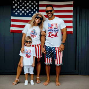赤白青オールアメリカパパ国旗 Tシャツ
