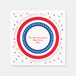 赤白青カスタム星ハッピー独立記念日 スタンダードカクテルナプキン