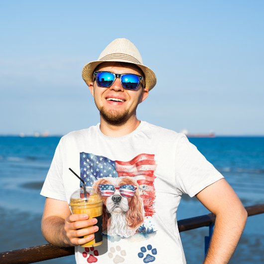 赤白青カバリエスパニエル犬ドッグ7月4日 Tシャツ