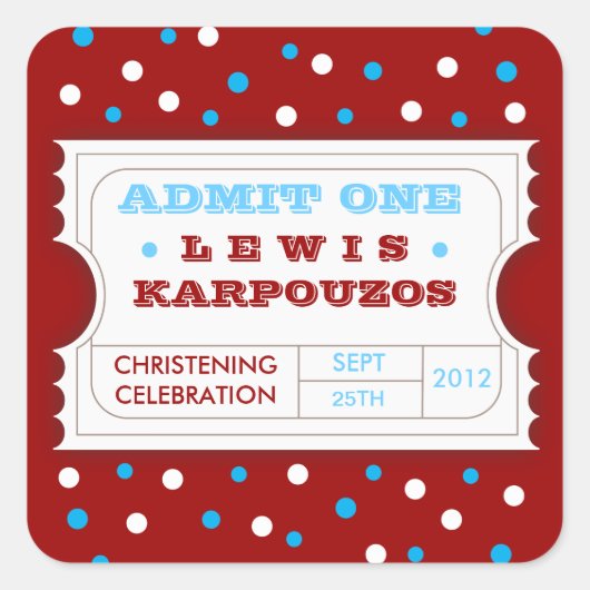 赤白青カーニバルワンフェイスステッカー スクエアシール (正面)