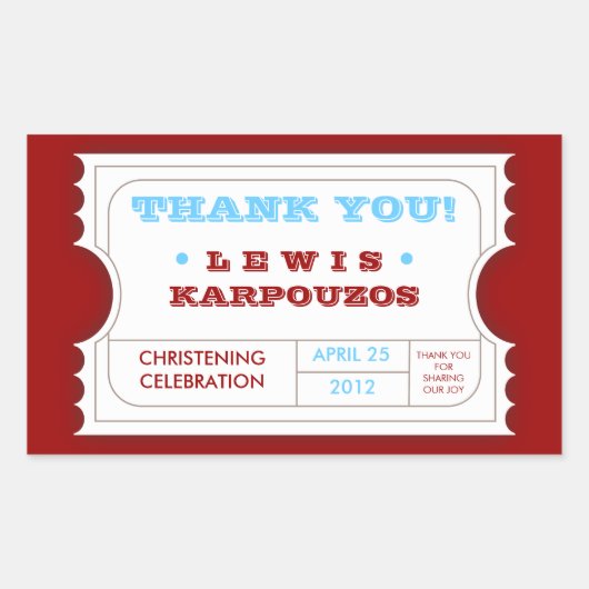 赤白青カーニバル有難いチケットシール 長方形シール (正面)