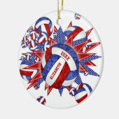 赤白青ガーリーバレーボールパンアウトスポーツ セラミックオーナメント (左)