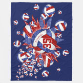 赤白青ガーリーボールとスター フリースブランケット (正面)