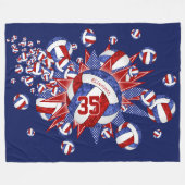 赤白青ガーリーボールとスター フリースブランケット (正面(横))