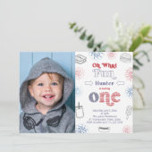 赤白青クックアウト1st誕生日パーティー写真 招待状 (スタンド正面)