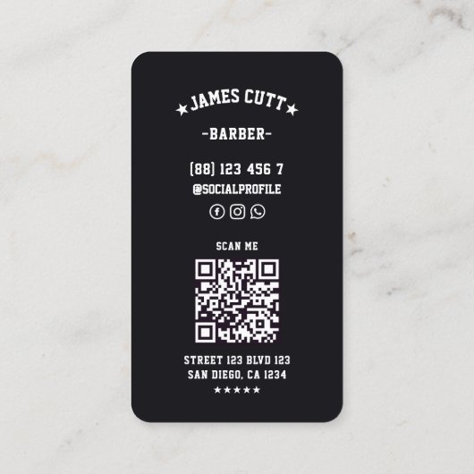 赤白青クラシック理容師ポールバーショップ 名刺 (裏面)