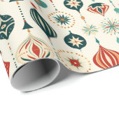 赤白青クリスマスオーナメントフェスティバルパターン ラッピングペーパー (ロールコーナー)