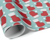 赤白青クリスマスストッキングミッテンス ラッピングペーパー (ロールコーナー)