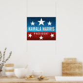 赤白青グリッターアメリカのキャンペーンテンプレート ポスター (キッチン)