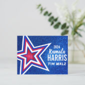 赤白青グリッターアメリカのキャンペーンテンプレート ポストカード (スタンド正面)