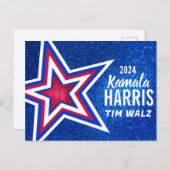 赤白青グリッターアメリカのキャンペーンテンプレート ポストカード (正面/裏面)