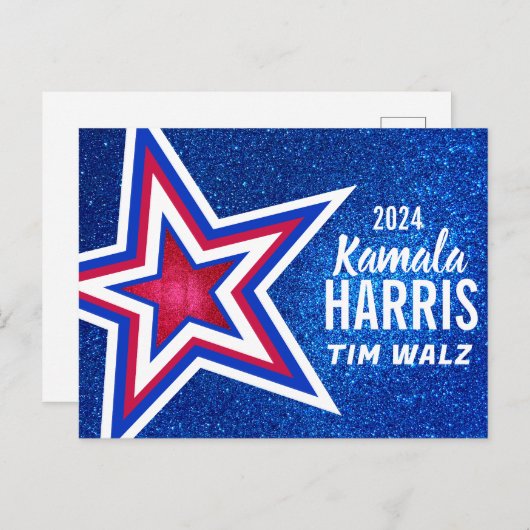 赤白青グリッターアメリカのキャンペーンテンプレート ポストカード (正面/裏面)