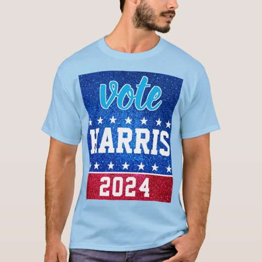 赤白青グリッターアメリカのキャンペーンテンプレート Tシャツ (正面)