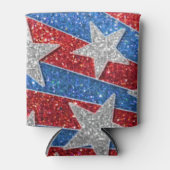 赤白青グリッターアメリカンフラッグスターストライプズ 缶クーラー (正面)