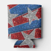 赤白青グリッターアメリカンフラッグスターストライプズ 缶クーラー (裏面)