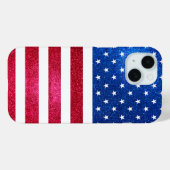 赤白青グリッター愛国的アメリカ国旗 Case-Mate iPhoneケース (裏面 (横))