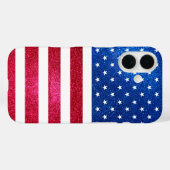 赤白青グリッター愛国的アメリカ国旗 Case-Mate iPhoneケース (裏面 (横))