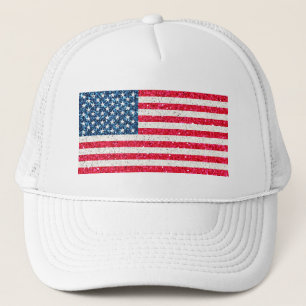赤白青グリッター愛国米国アメリカ国旗 キャップ