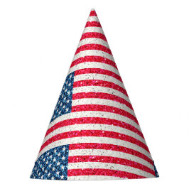 赤白青グリッター愛国米国アメリカ国旗 パーティーハット