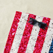 赤白青グリッター愛国米国アメリカ国旗 ビーチタオル (インサイチュ)