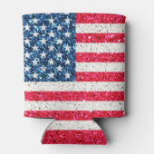赤白青グリッター愛国米国アメリカ国旗 缶クーラー (裏面)